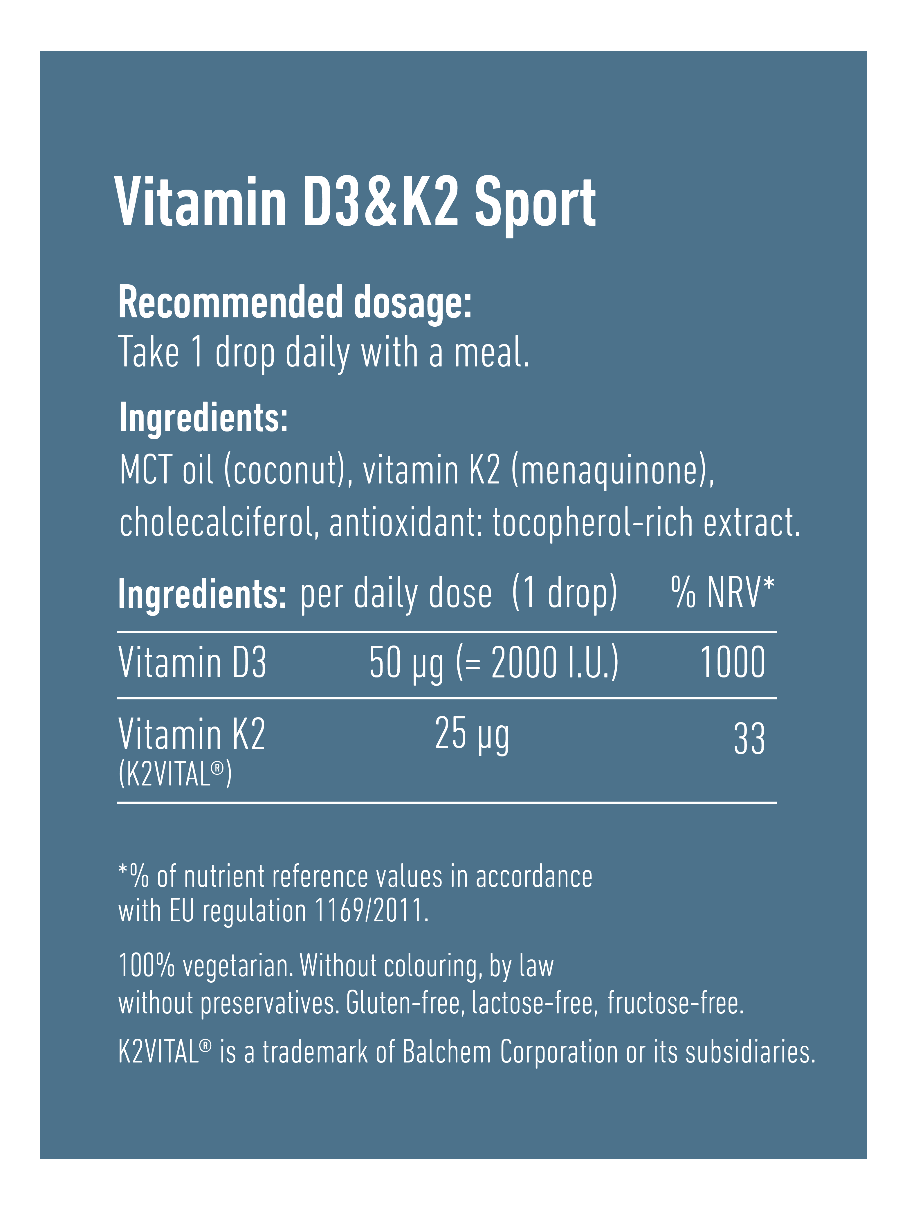 Sports D3 & K2 liquid - 22.5 ml (775 drops)