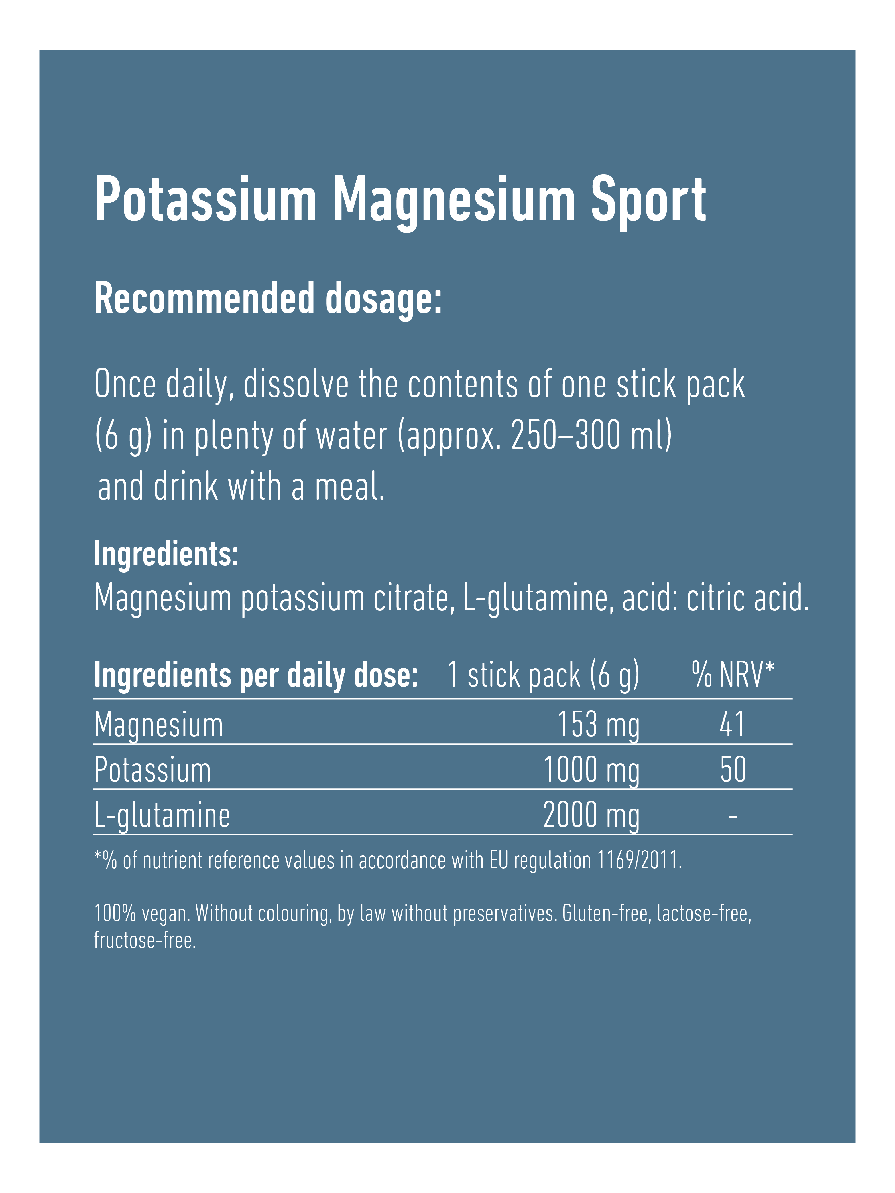 Potassium Magnesium Sport - 30 portions of 6 g each (pack for 1 month), 180 g