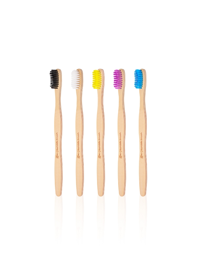 Family Pack of 5 Bamboo Toothbrushes - Medium