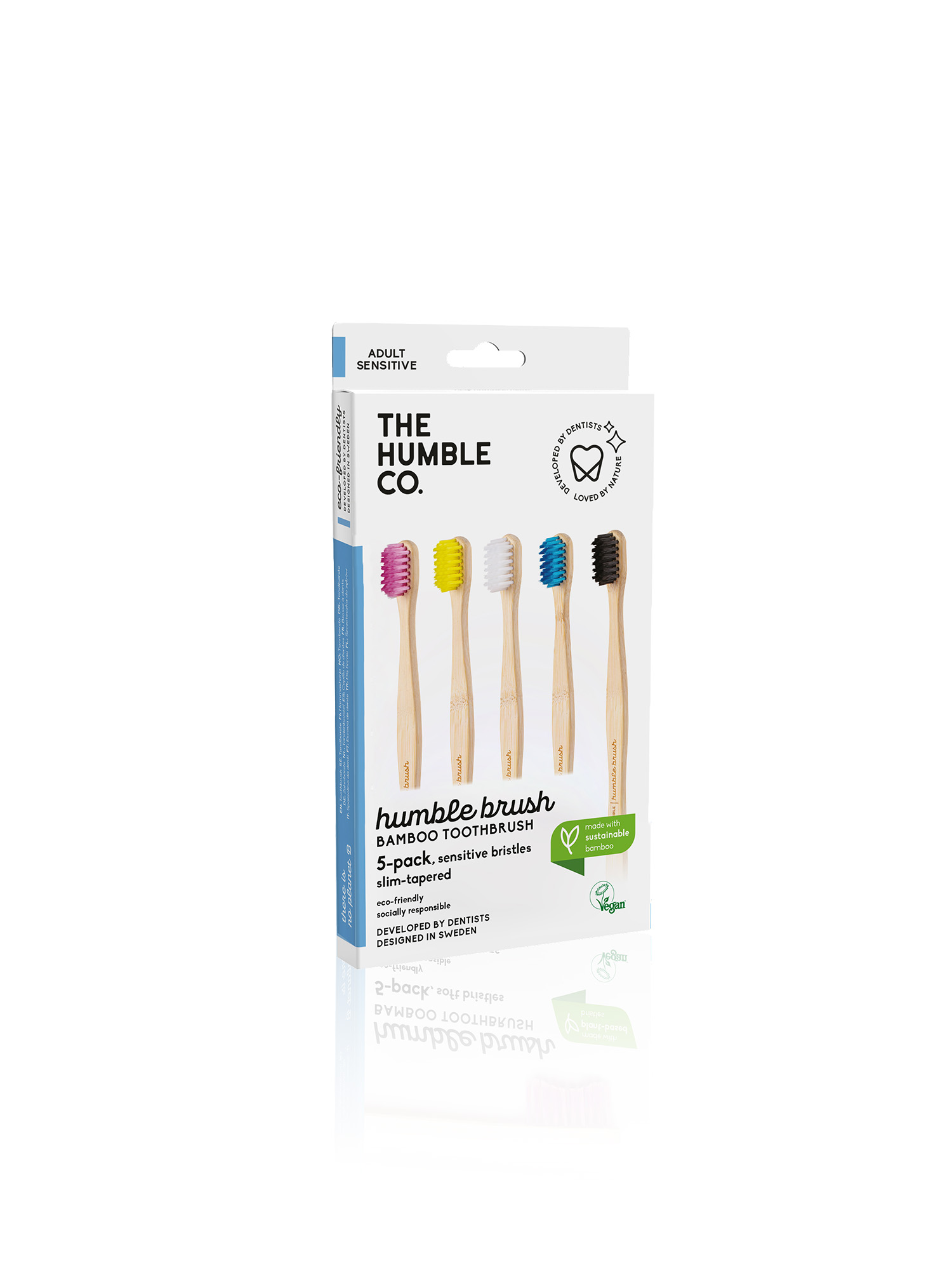 Family Pack of 5 Bamboo Toothbrushes - Sensitive