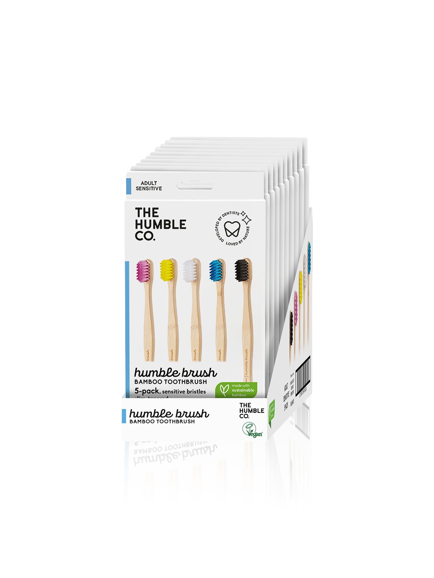 Family Pack of 5 Bamboo Toothbrushes - Sensitive