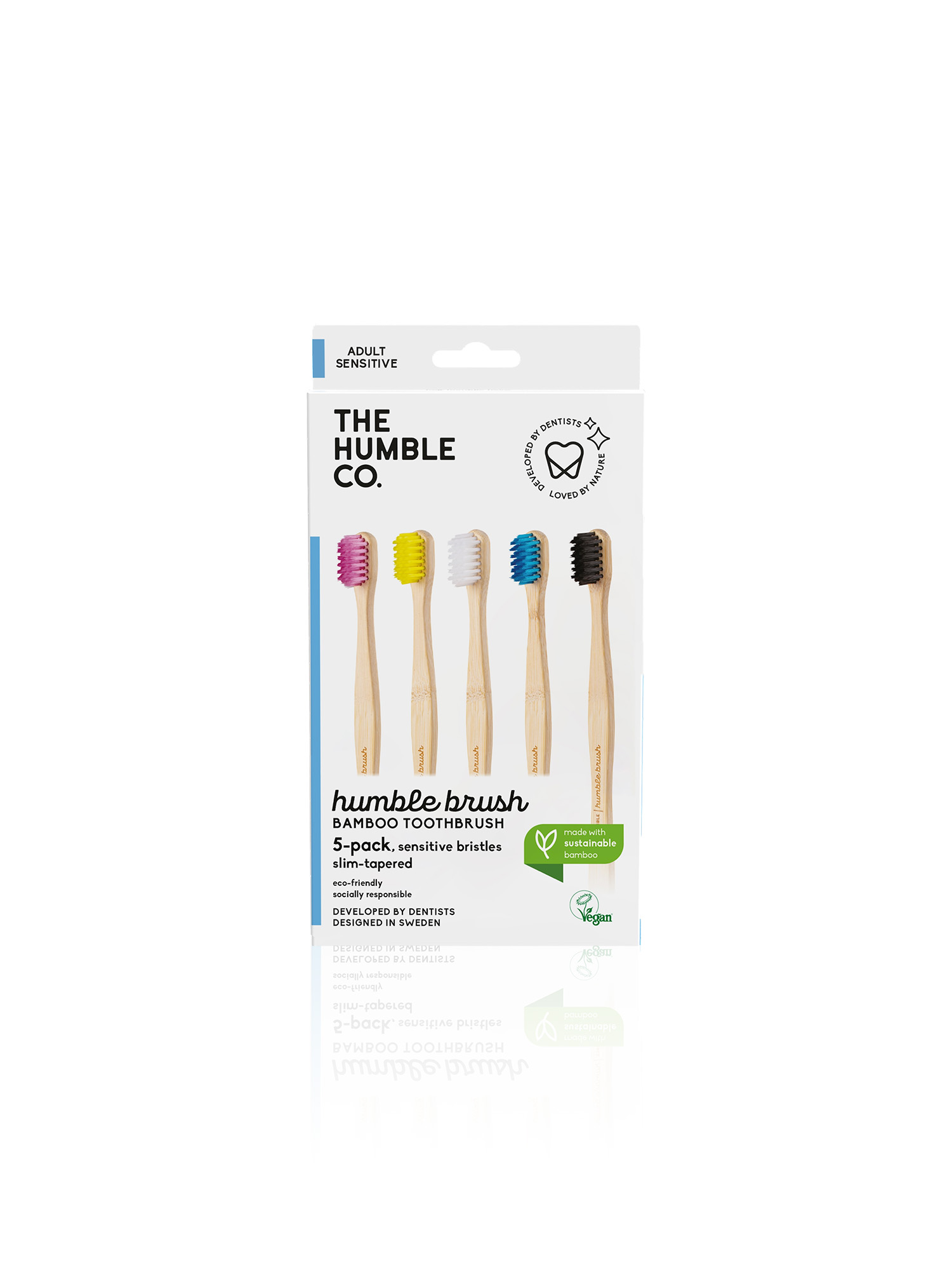 Family Pack of 5 Bamboo Toothbrushes - Sensitive