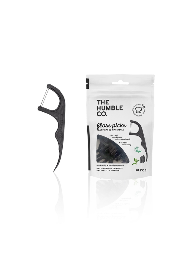 Plant-Based Floss Picks - Charcoal