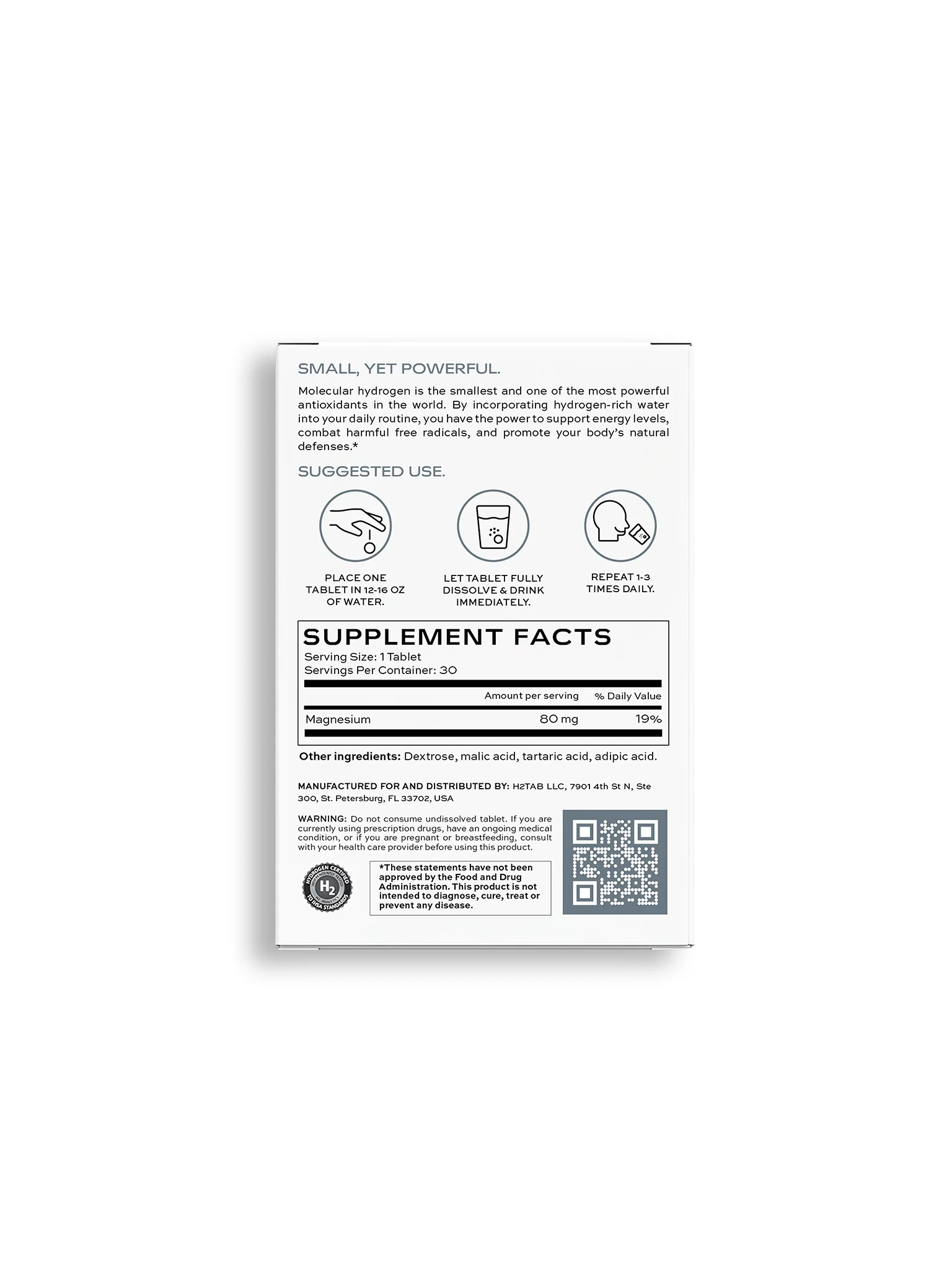 Molecular Hydrogen Tablets - Unflavored (30 Tablets)